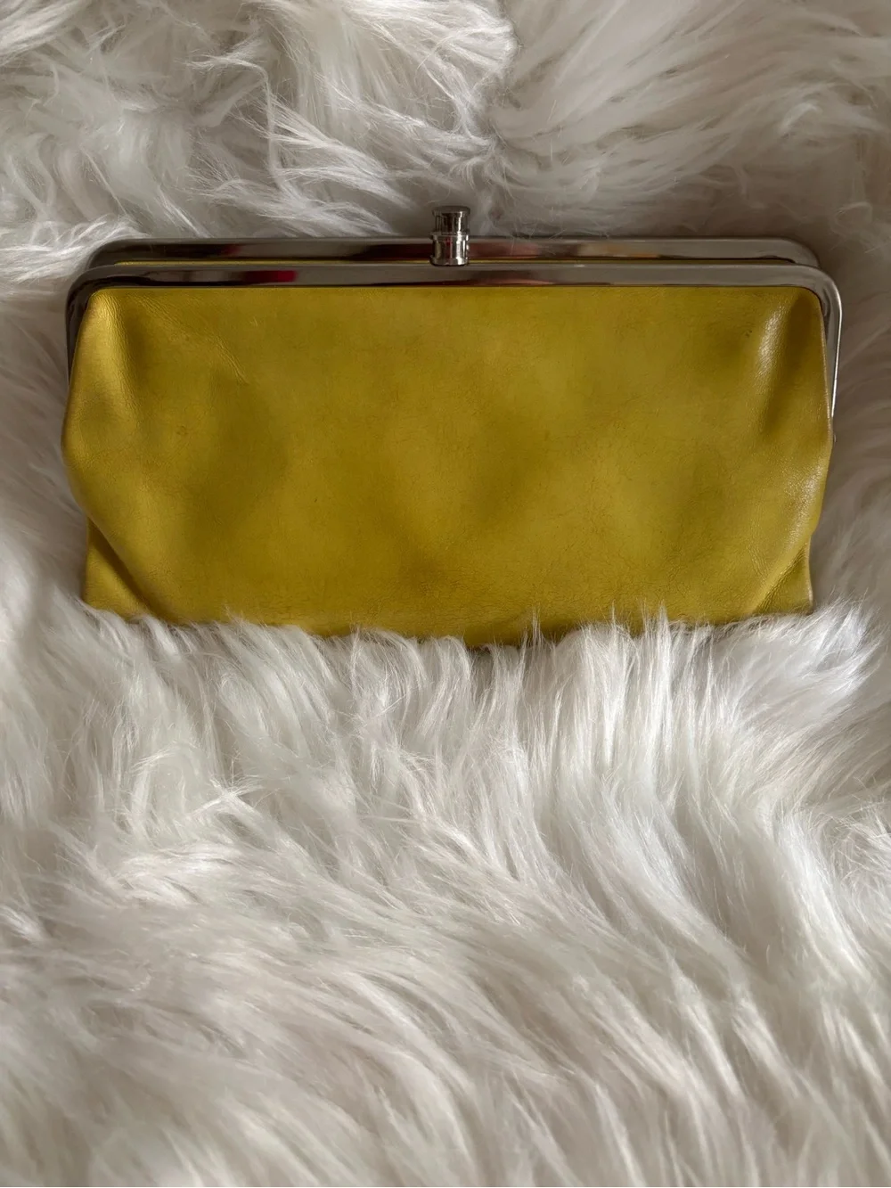 Hobo Yellow Leather Frame Clutch Bag